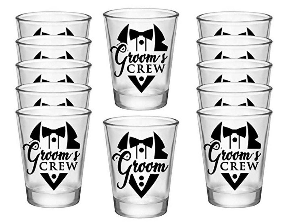 READY TO SHIP 12 Pack Shotglasses, 1 Groom 11 Grooms Crew, Custom Shot Glasses,shot Glass
