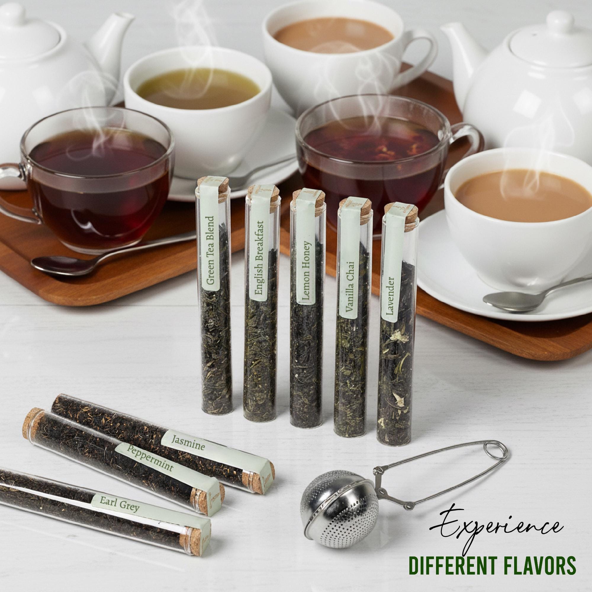 Loose Leaf Tea Sampler Gift Set Kit –8 Unique Flavors With Stainless ...