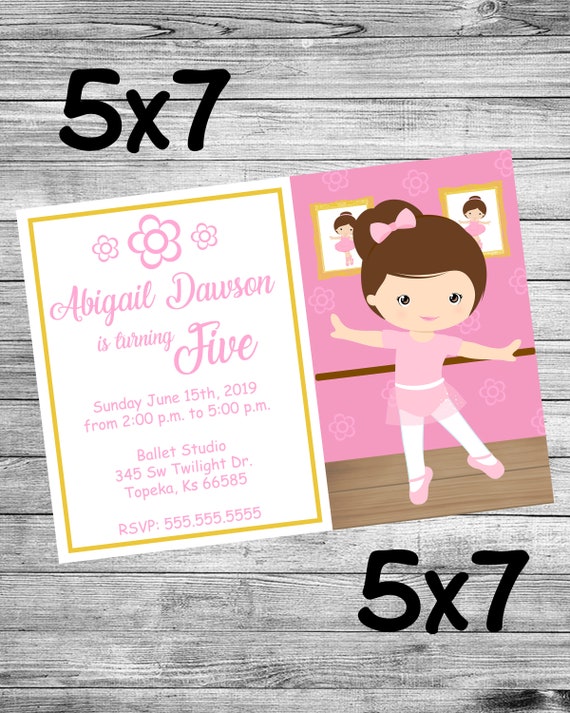 Invitacion De Cumpleanos De Bailarina 5x7 Archivo Digital Etsy