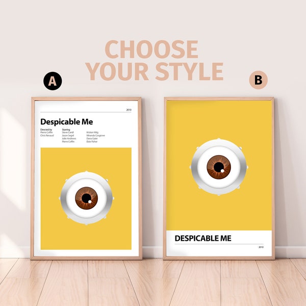 DESPICABLE ME - Minimalist Print - Steve Carell, Jason Segel, Julie Andrews, Gru, Minions, Vector, Edith, Margo, Agnes, Villain, Shrink Ray,