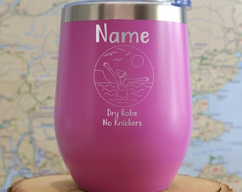 Personalized Wild Swimming Travel Mug: Engraved Stainless Steel Thermal Mug