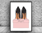Shoe Illustration Home Decor Wall Hanging Wall Decor Art Picture Poster Wall Art Jimmy Choo A4 A3 A5