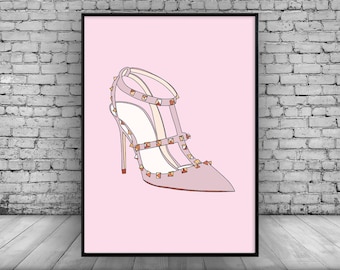 Valentino Rockstud Shoes;Valentino;Pink;Home Decor;Wall Art;Wall Hanging;Poster;Picture;Wall Decor;Gift Idea