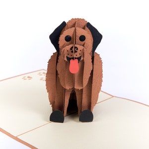 Amoureux des chiens à la main de célébration chien fabriqués à la main (marron) Pop-Up carte cadeau