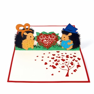 3D selbstgemachtes Geschenk Feier Liebe Valentinstag romantische Igel paar küssen Pop-Up-Karte