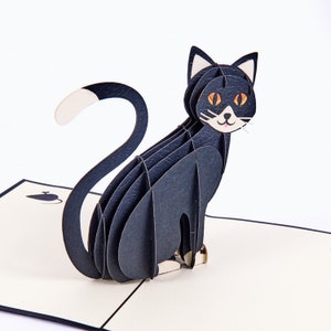 Celebrazione del regalo fatto a mano artigianalmente gatto Pop Up Card (nero)