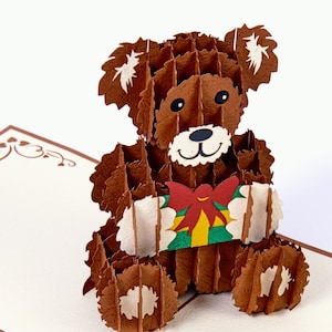 Icônes de cadeaux 3D faites à la main Joyeux anniversaire Ours avec cadeaux Pop Up Card