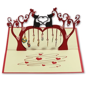 Handmade Gift Celebration Handcrafted Cat Lover’s Heart Baubles Pop Up Card
