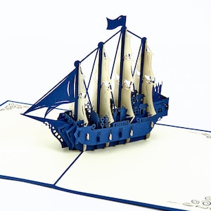 3D hecho a mano iconos de regalo artesanal barco / barco pop up tarjeta