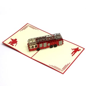 Fatto a mano 3D Handcrafted Gift Icons Fire Engine Pop Up Card