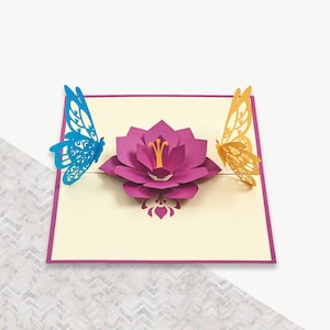 3D Blumen Geschenkschachtel Schmetterlinge und Blumen Pop-Up-Karte