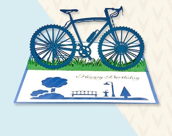 3d Celebration Handmade Greetings Happy Birthday Bike Pop up Card