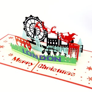 Célébration 3D Ami de la famille Cadeau fait à la main Noël à Londres Scène Pop up Card