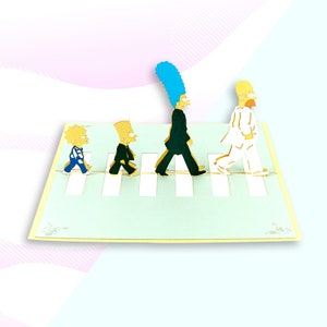 Iconos de regalo hechos a mano en 3D Simpsons Abbey Road London NW8 Pop Up Card