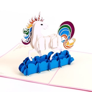 3D-viering verjaardag cadeau handgemaakte Rainbow Unicorn Pop Up kaart