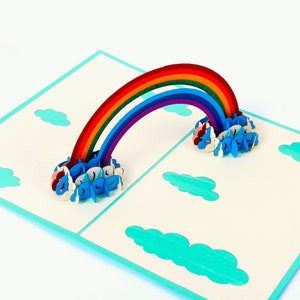 Icônes de cadeaux 3D fabriquées à la main à la main Carte pop-up arc-en-ciel