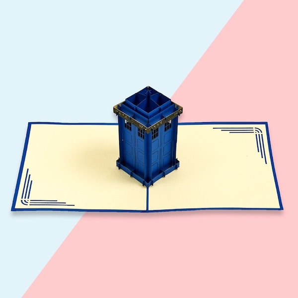 Handmade 3D Handcrafted Gift Icons Police Box / Tardis Pop Up Card