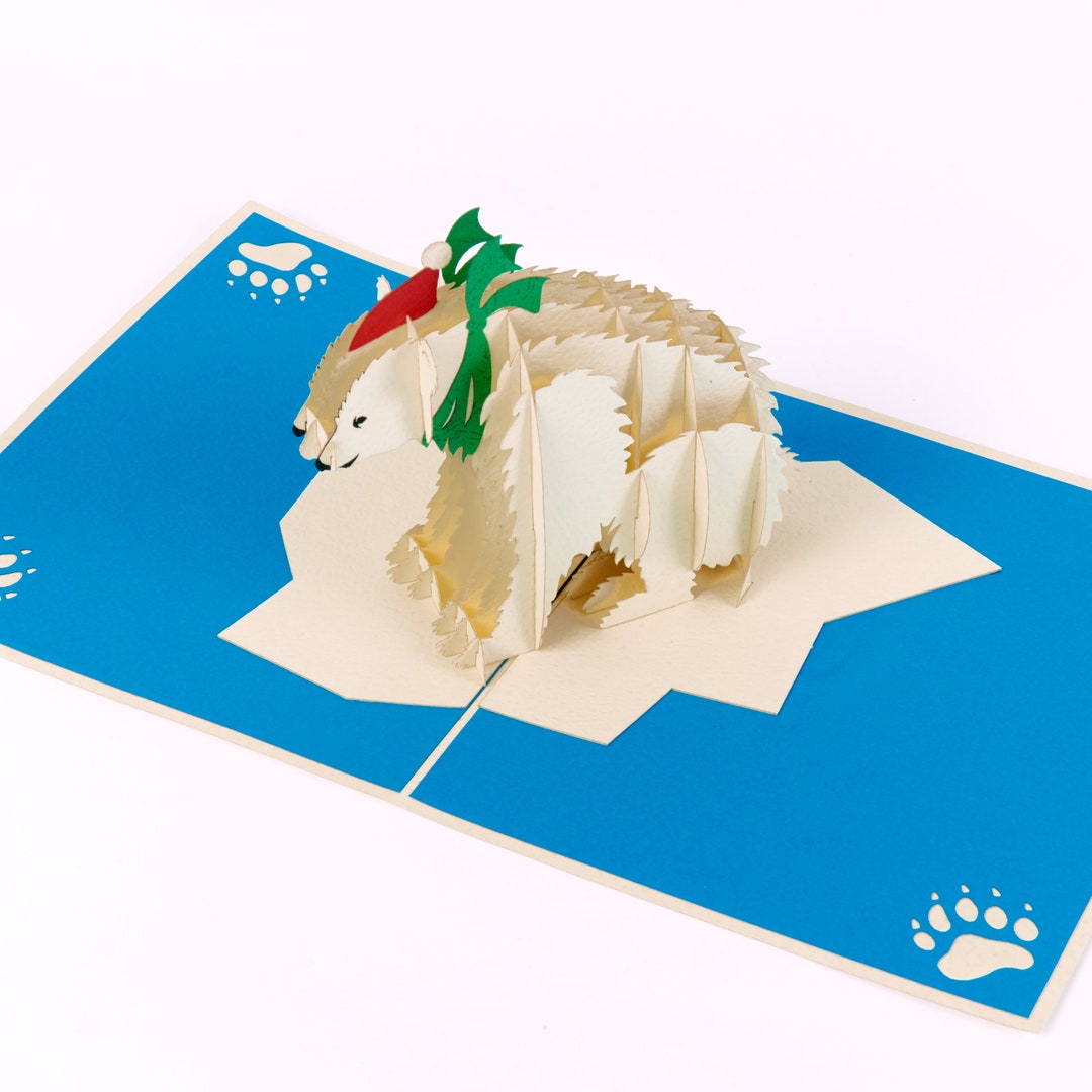 3D Celebration Family Friend Handmade Gift Christmas Polar Bear Pop up ...