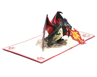Iconos de regalo hechos a mano 3D Tarjeta emergente Red Dragon