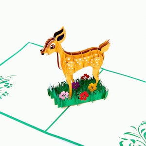 Carte pop-up cadeau de cerf fabriquée à la main en 3D