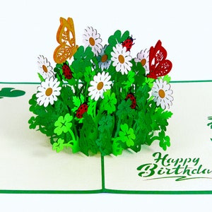 Gelukkige verjaardag Daisy Garden handgemaakte handgemaakte 3d gift pop-up kaart