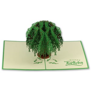 Cadeau fait à la main Célébration Fabrication artisanale Joyeux anniversaire Pleureur Saule Arbre Pop Up Carte