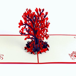 3D Handmade Gift Celebration Handcrafted Love Heart Tree Pop Up Card