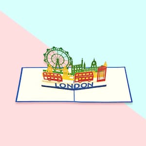 Cadeau fait main de fabrication artisanale 3D icônes Londres Pop Up carte