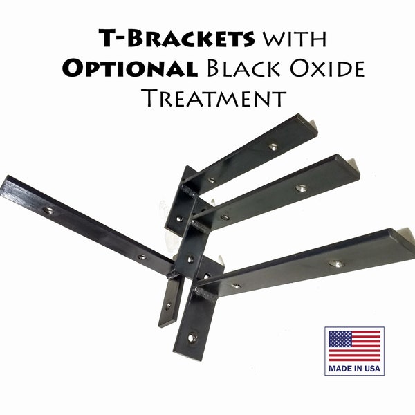 T-brackets: PAIR (2 pc) Ultra heavy duty shelf bracket, 50# each! Hand made and welded.