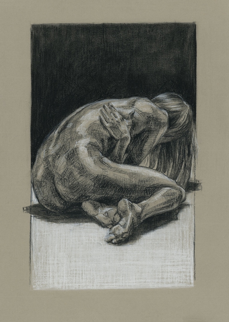 Charcoal Nudes Original. Figure Drawing. Female Nude. Boudoir Etsy