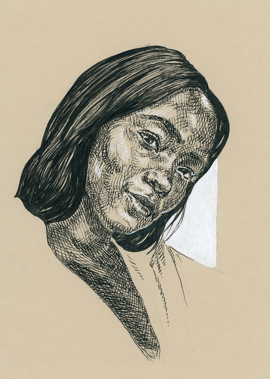 Black Woman Portrait Cross Hatching Cross Hatch Art Ink - Etsy