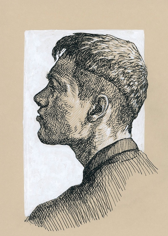 Man with beard. Cross hatch drawing Drawing by Katarzyna Gagol | Saatchi Art