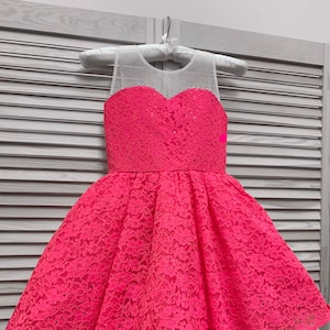 Coral lace pageant cocktail dress/ Pageant girl dress/ Teens cocktail dress/ Toddler pageant dress/ Pageant wear/ Custom pageant dress