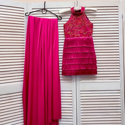 Hot Pink Glitter Pageant Fun Fashion Outfit With Train and Etsy