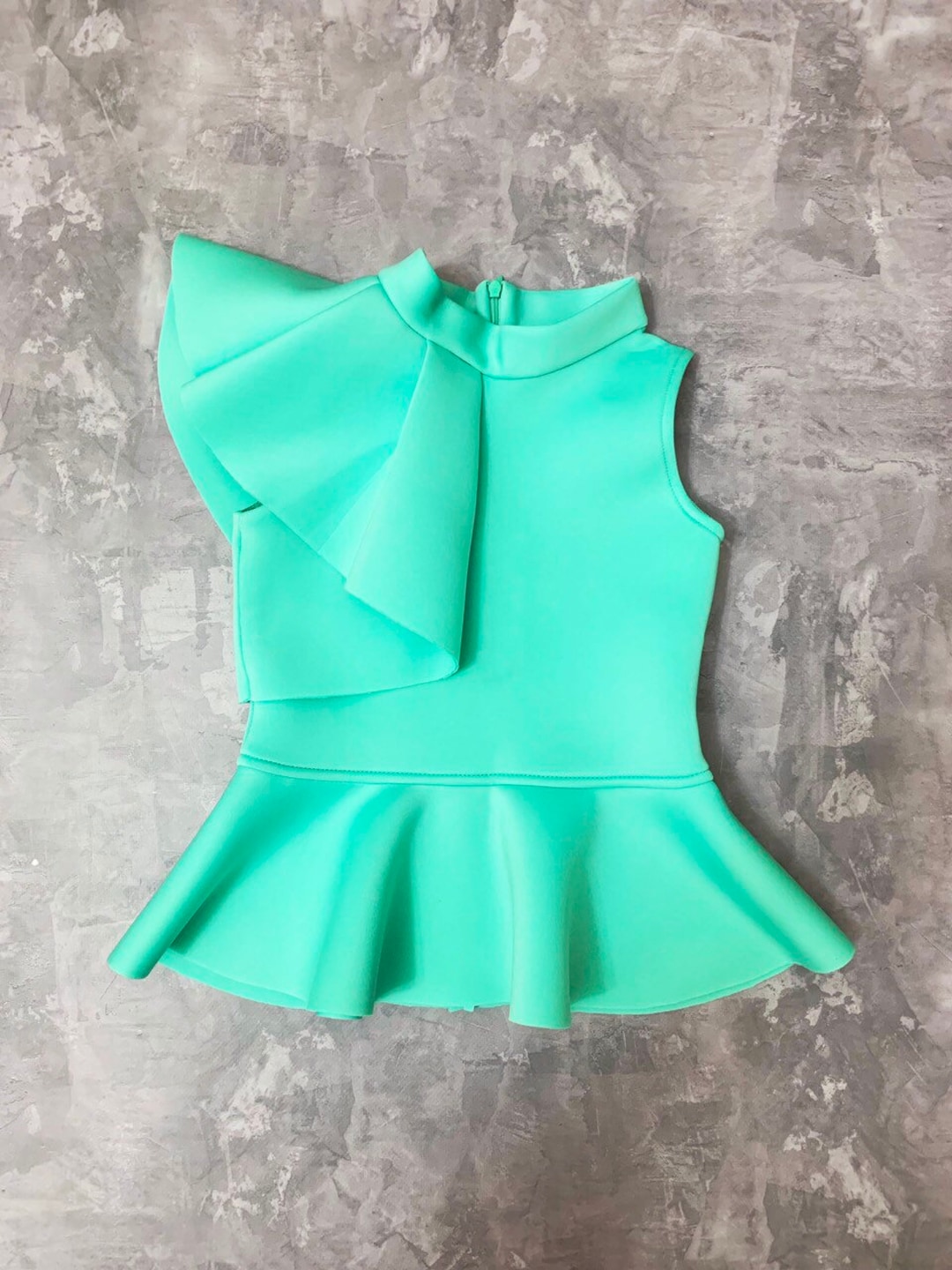 Mint Turquoise Neoprene Peplum Top: Ruffle Girls Outfit - Etsy
