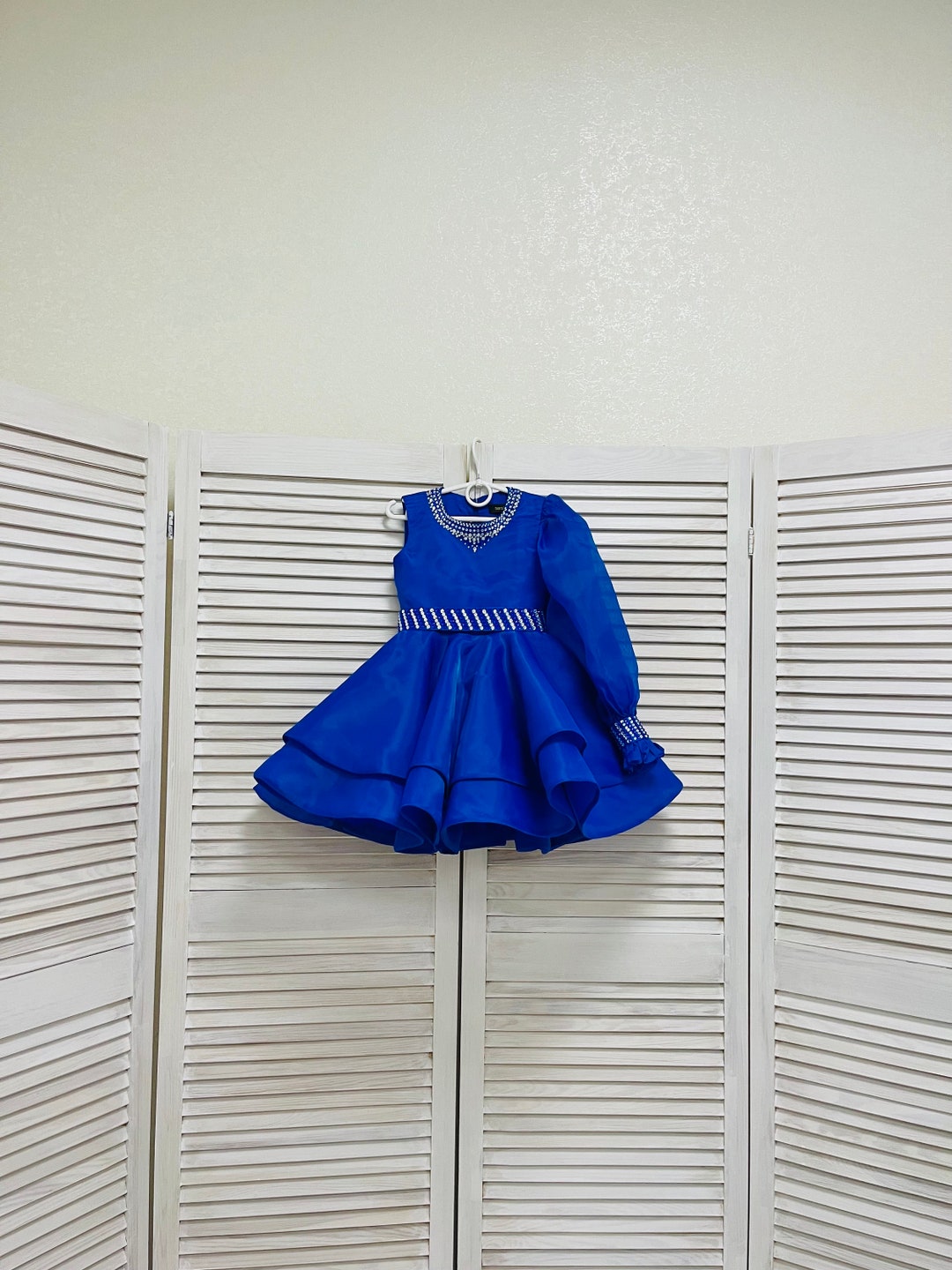 Royal Blue Pageant Beauty Cocktail Dress With Rhinestones and One ...