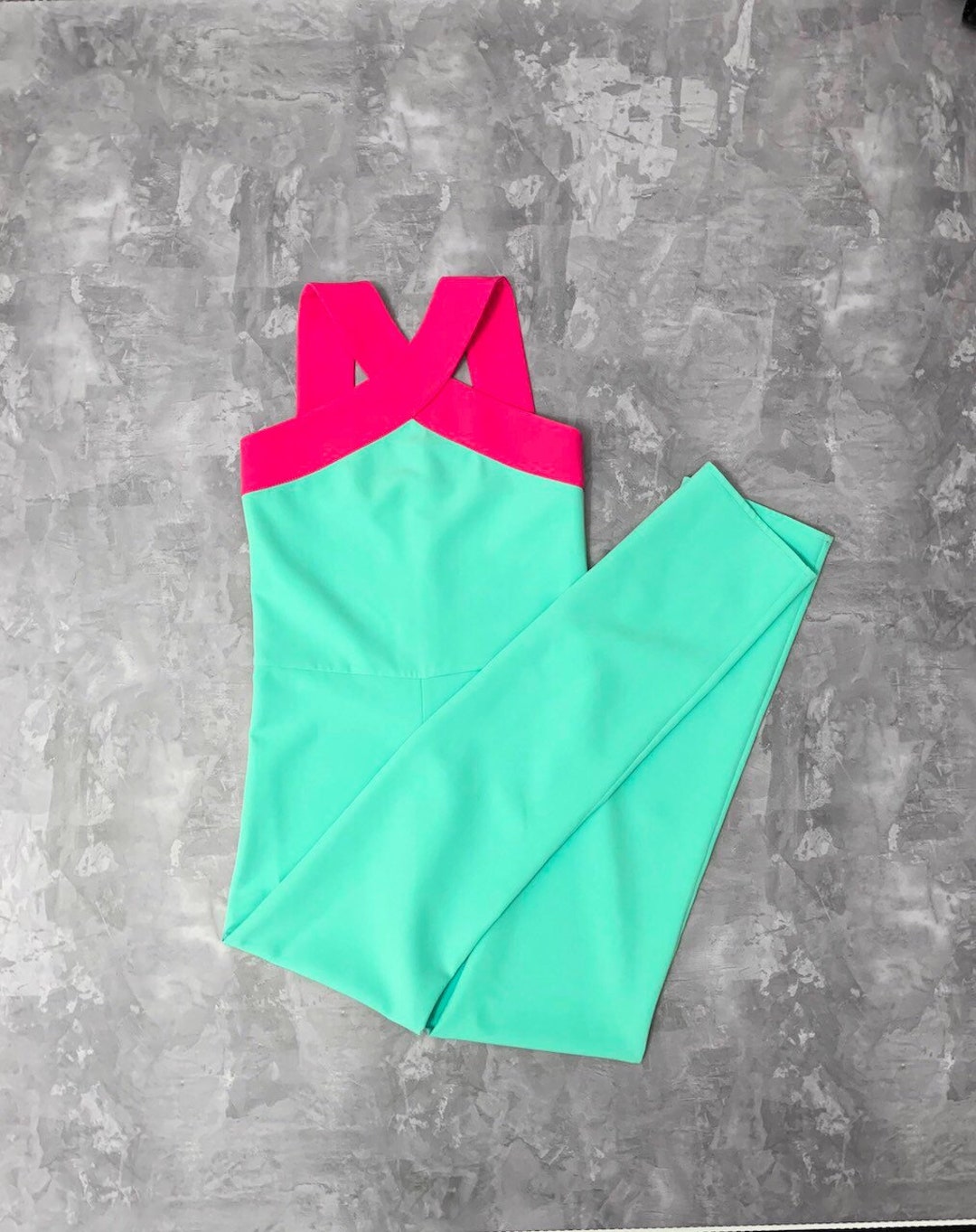 Mint and Hot Pink Pageant Jumpsuit/ Turquoise Romper/ Girls Etsy