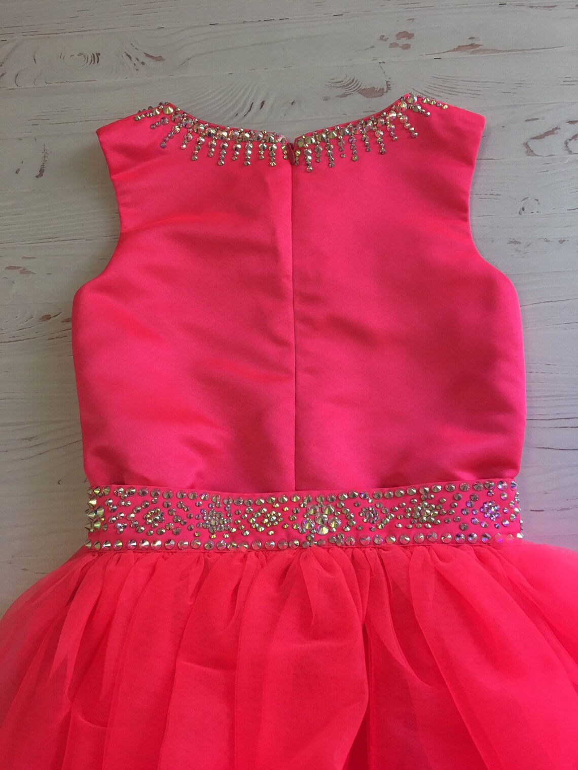 Neon hot pink pageant fun fashion outfit with train and Etsy