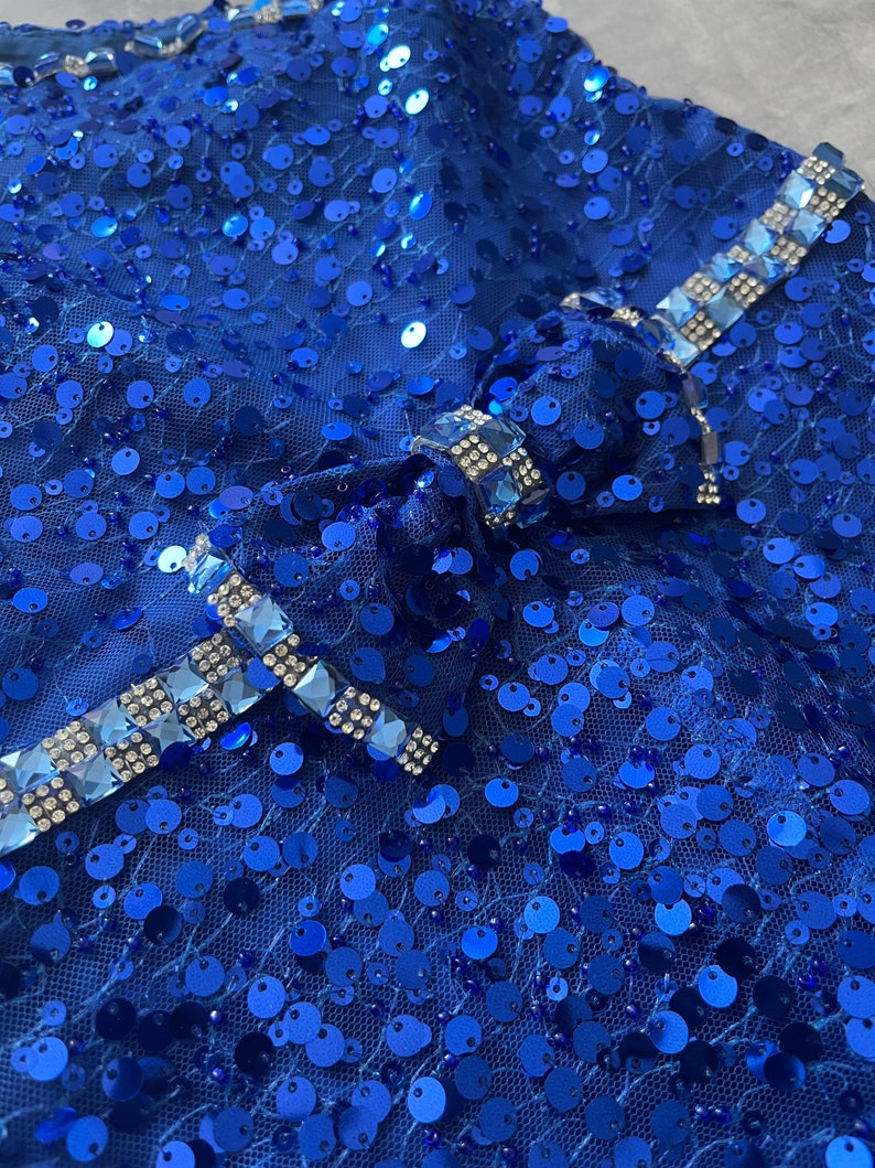 Royal Blue Sequins Pageant Girls Jumpsuit With One Sleeve and - Etsy