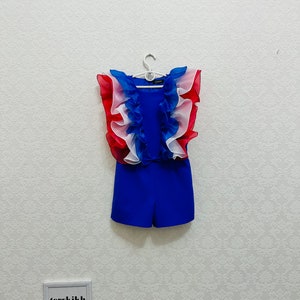 Red White and Blue Outfit With Ruffles/ Patriotic Romper/ the