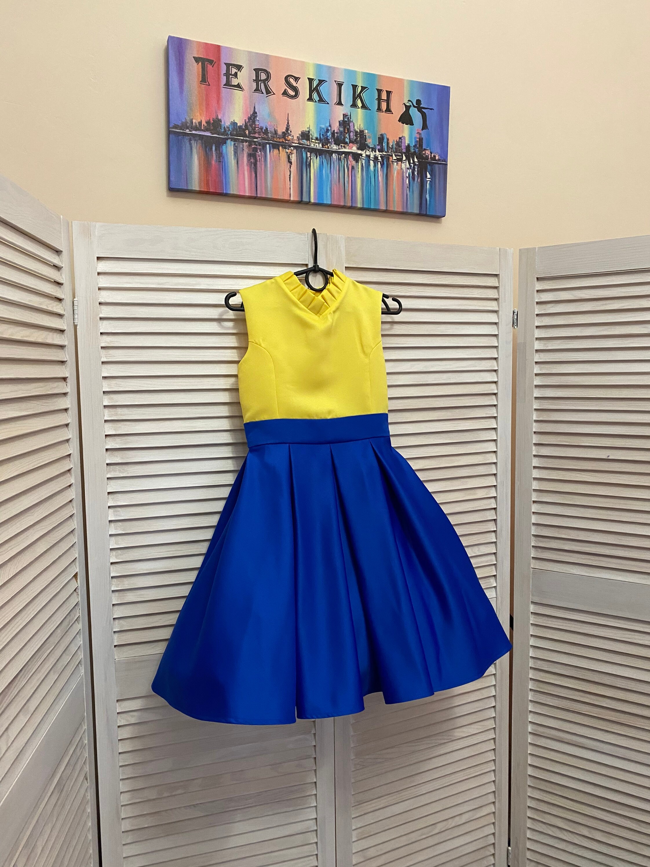 royal blue and yellow dress A Line V Neck Yellow/Royal Prom with High Leg Slit, Yellow/ – jbydress Pic Color NicoBlu Lauria Gown in Royal