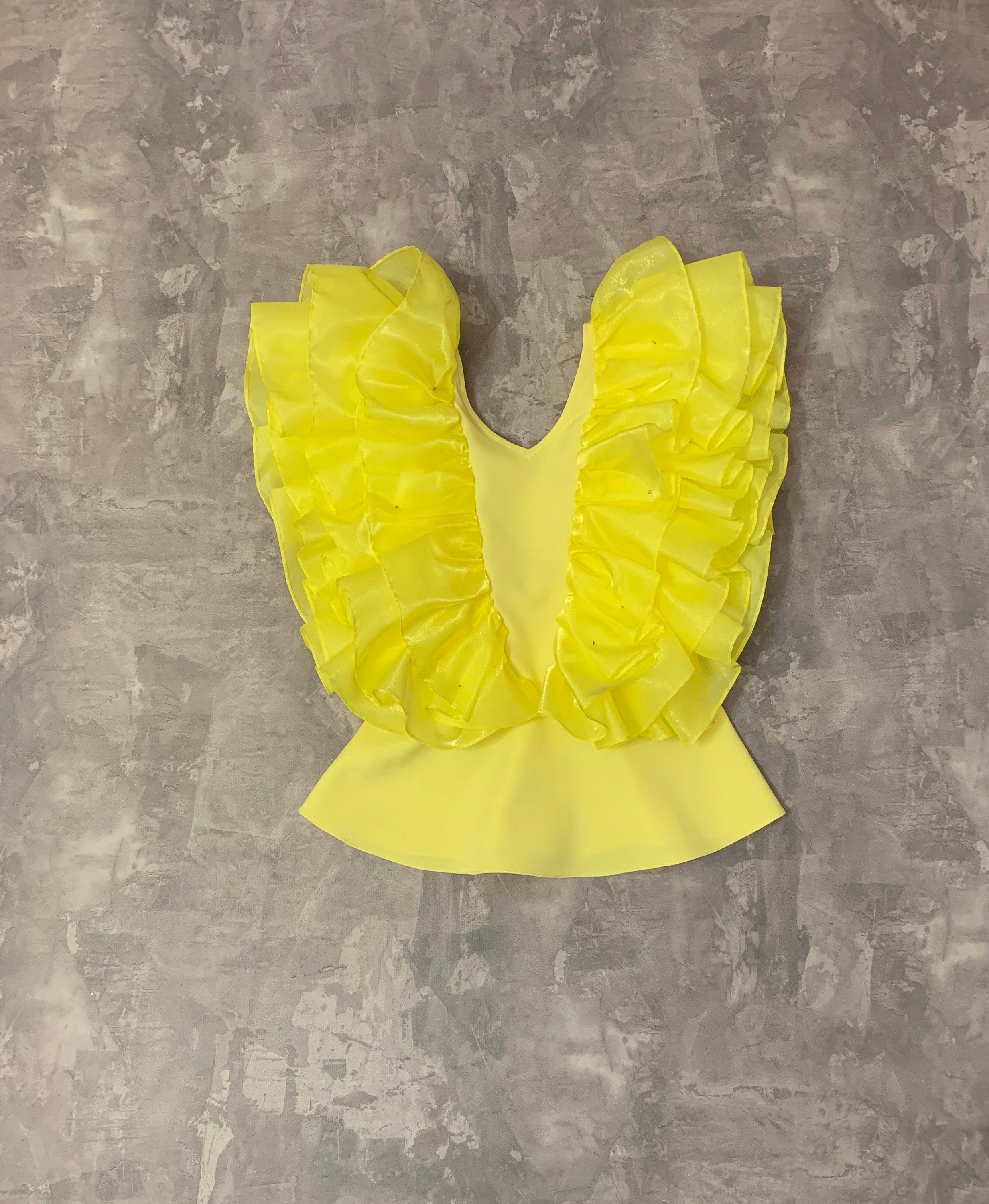 Yellow Raffles Top Yellow Ruffle Top: Custom Organza Girl's Top - Etsy