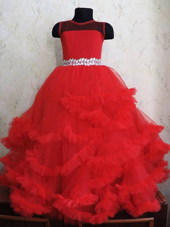 fluffy red dress