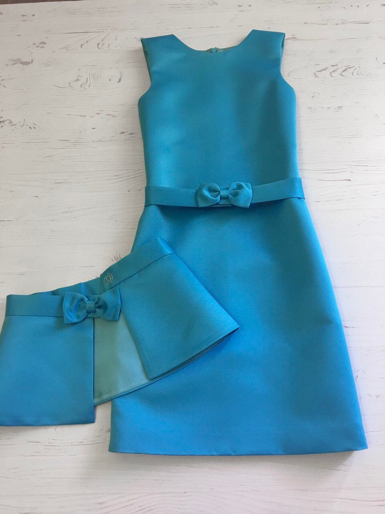Blue Turquoise Pageant Interview Dress With Peplum and Belt/ | Etsy