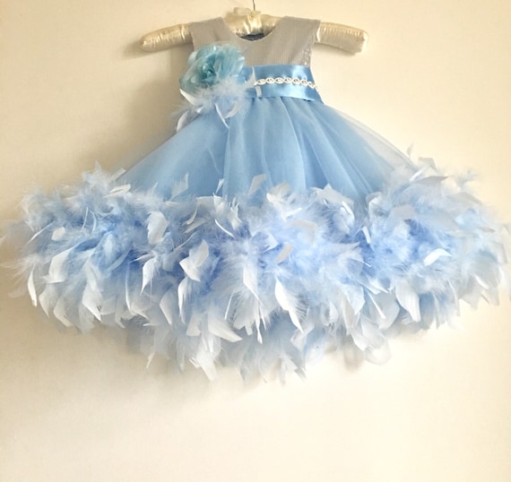 baby blue feather dress Baby Blue Feather Princess Dress