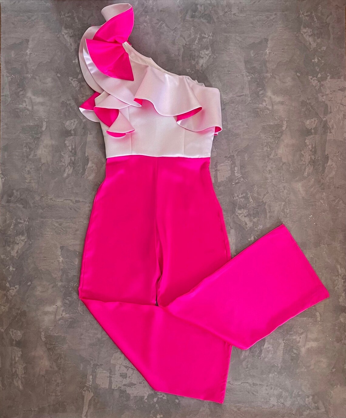 Hot Pink and White Girl Jumpsuit With Ruffle/ Appearance - Etsy