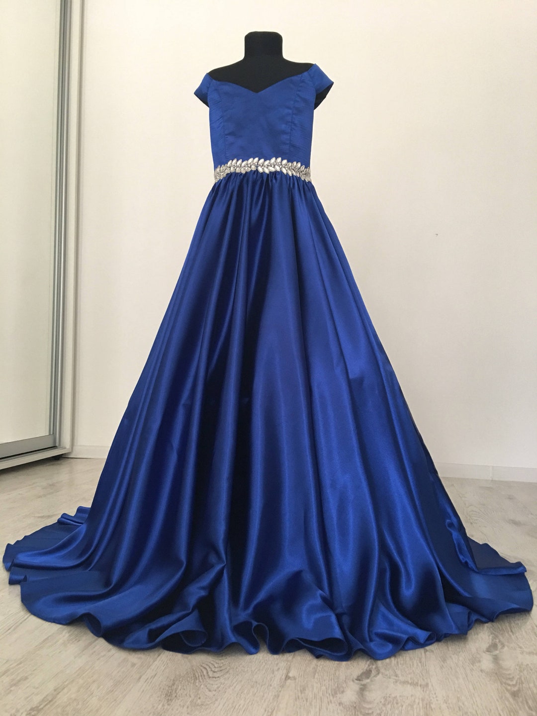Royal Blue Satin Dress/ Pageant Prom Dress/ Floor Length - Etsy