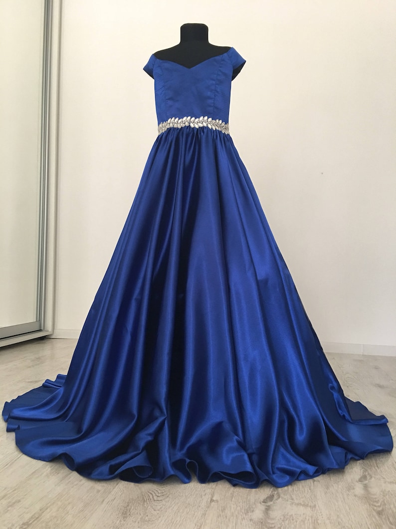 Royal Blue Satin Dress/ Pageant Prom Dress/ Floor Length Etsy