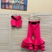 Hot pink neoprene/ scuba girls suit with top and pants and black trim/ Girls casual outfit/ Interview outfit/ Custom pageant suit
