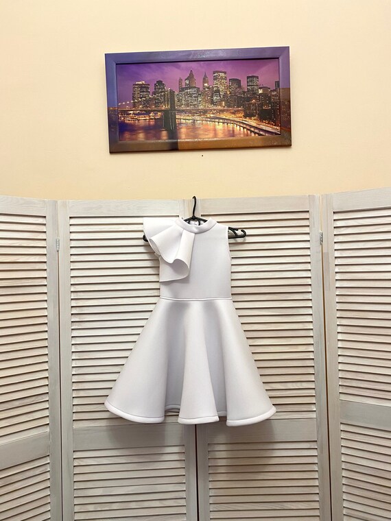 Neoprene top ruffle dress